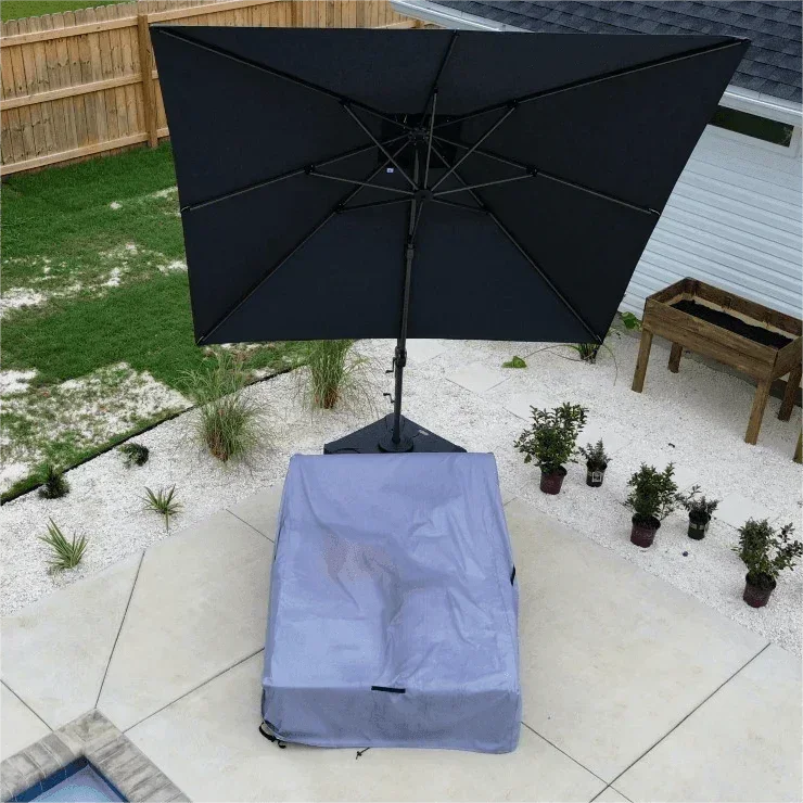 PURPLE LEAF Cantilever Patio Umbrella Gray Pole Outdoor Umbrella with UV Protection