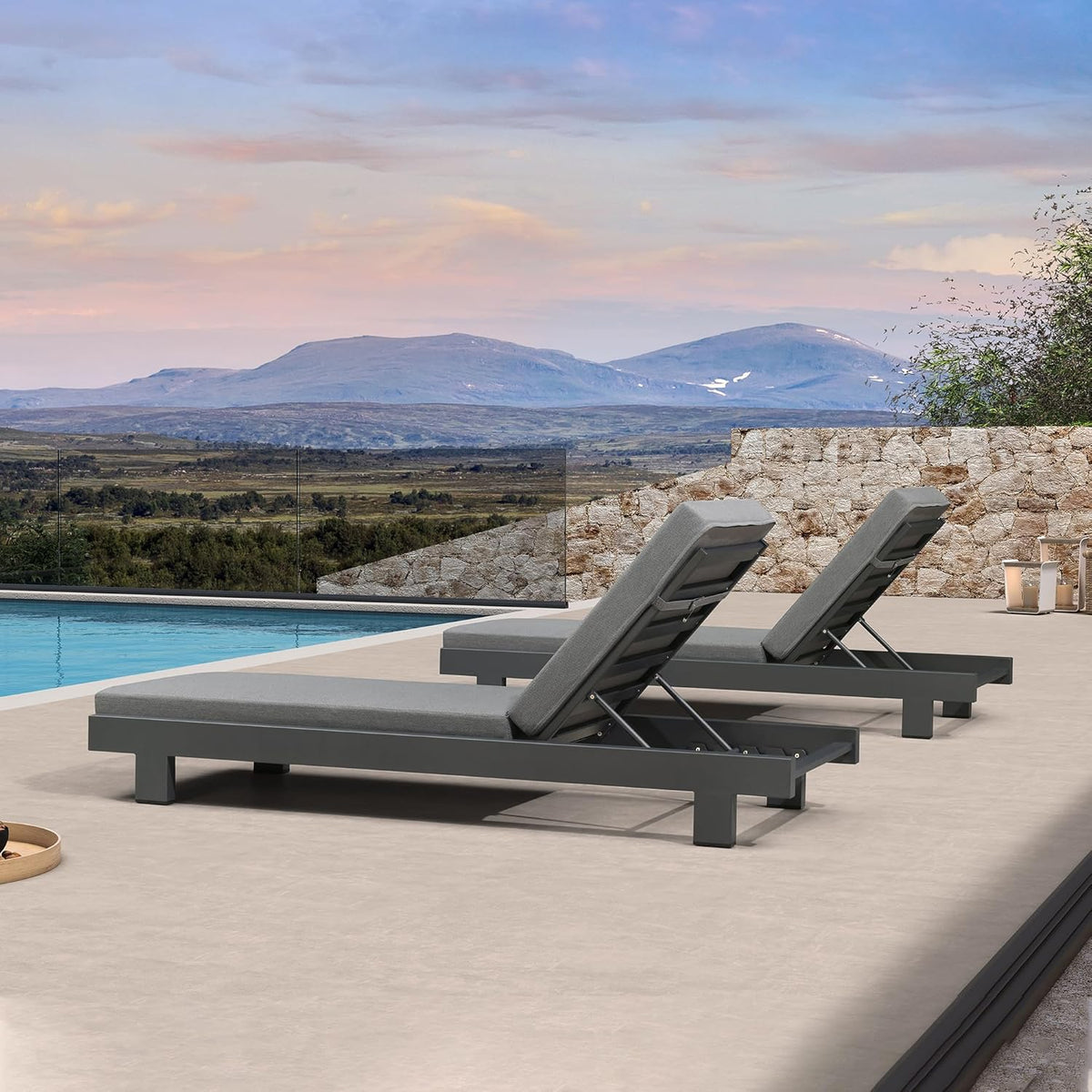 PURPLE LEAF Outdoor Luxury Daybed for Patio,  Poolside Chaise Lounge Bed with Cushion, Olefin Blend Fabric, Aluminum Frame Sunbed for Deck and Backyard