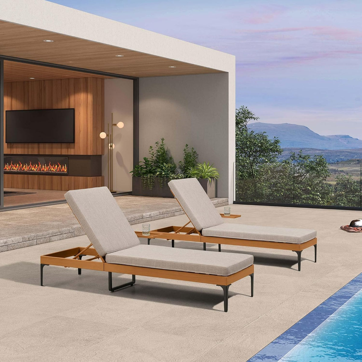 PURPLE LEAF Outdoor Chaise Lounge Sunbrella Patio Lounge Chair Recliner and Cushion for Poolside Balcony Backyard