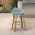 PURPLE LEAF Patio Oversized Backrest Bar Height Stool Set of 2 Outdoor Round Barstools Aluminum Frame Woven Rattan for Indoor Kitchen Dining Bistros Cafe Restaurant
