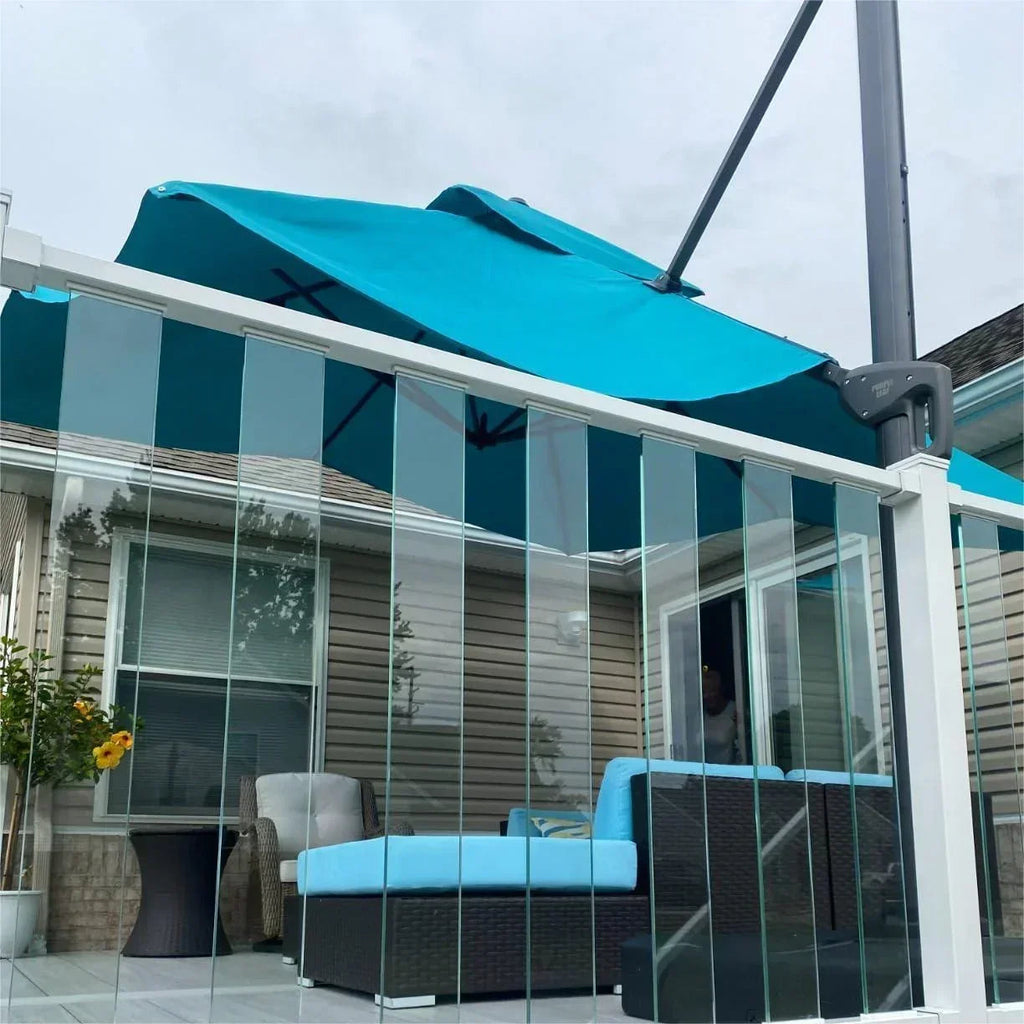 PURPLE LEAF Cantilever Patio Umbrella Gray Pole Outdoor Umbrella with UV Protection