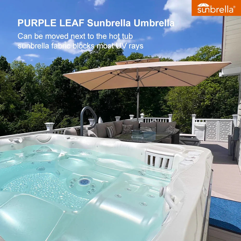 PURPLE LEAF – Parasol de terrasse Premium Classic SUNBRELLA déporté