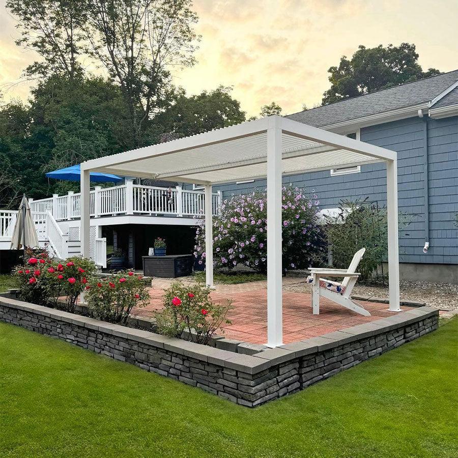 PURPLE LEAF Athena Louvered Pergola Outdoor Aluminum Pergola with Adjustable Roof for Deck Backyard Garden Hardtop Gazebo