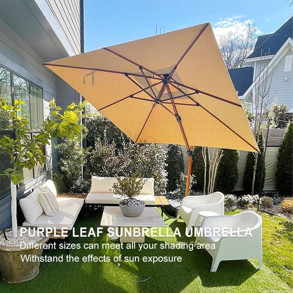 PURPLE LEAF SUNBRELLA Cantilever Umbrella Deluxe Wood Pattern Patio Umbrella