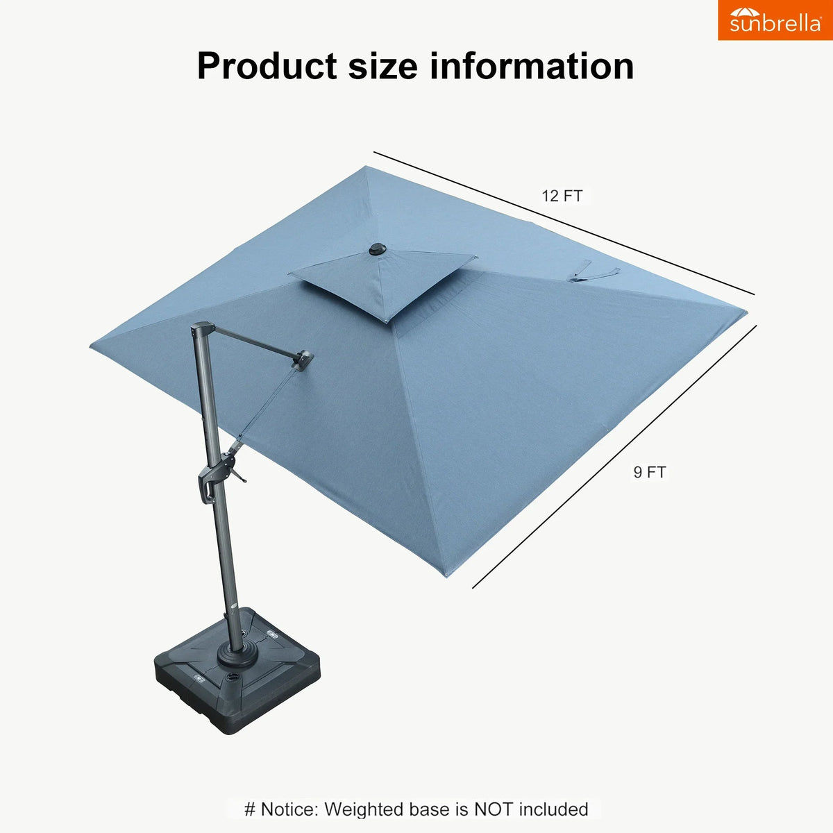 PURPLE LEAF SUNBRELLA Cantilever Umbrella Grey Aluminum Patio Umbrella