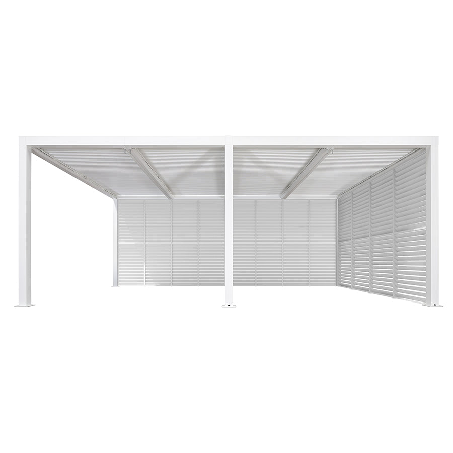 PURPLE LEAF Athena Louvered Pergola white Outdoor Aluminum Pergola with Shutter Wall Adjustable Gazebo Rainproof for Patio Deck Garden