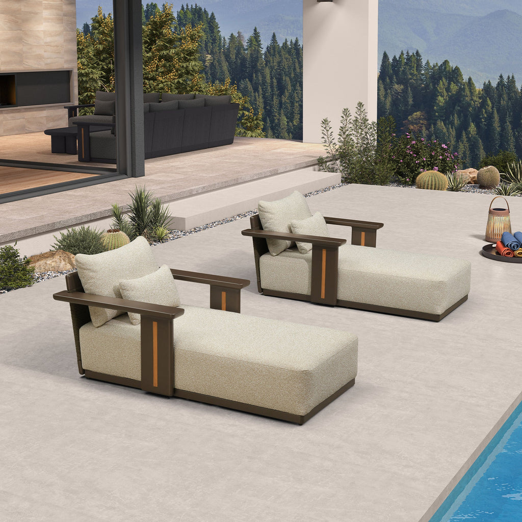 PURPLE LEAF Chaise Lounge Chair Modern Upholstered Outdoor Daybed with Armrest and Lumbar Pillow for Patio Poolside Sunbathing Deck