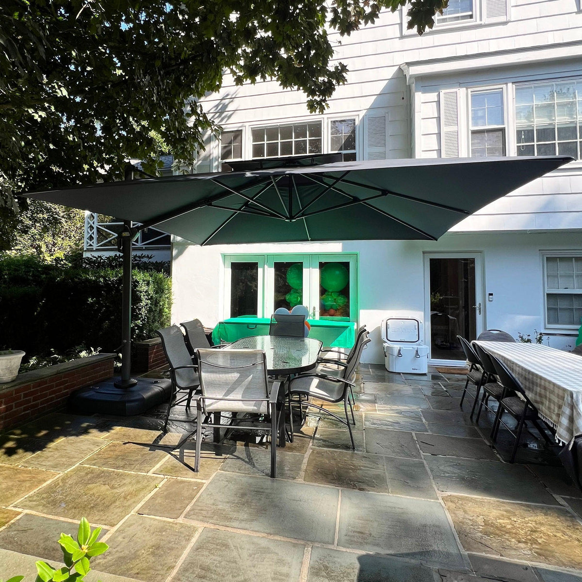 PURPLE LEAF Cantilever Patio Umbrella Gray Pole Outdoor Umbrella with UV Protection