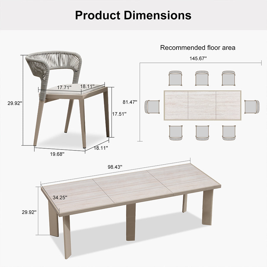 PURPLE LEAF 7 / 9 / 11 pcs Outdoor Dining Set Patio Dining Furniture for Lawn Backyard Deck Brown