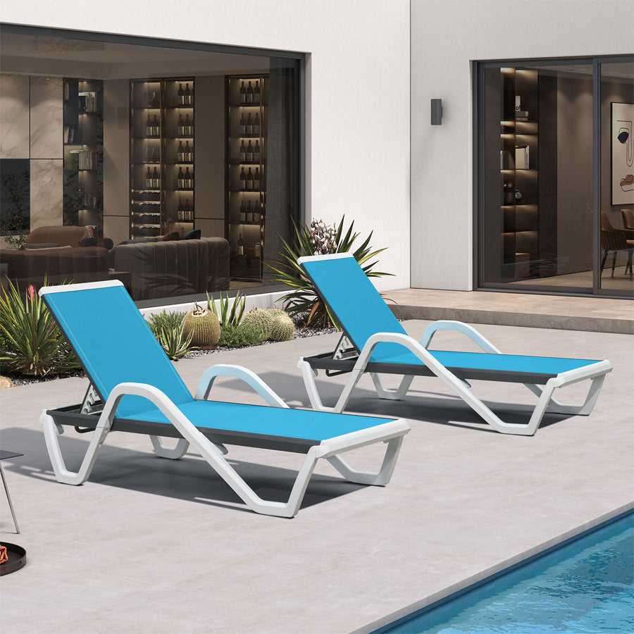 PURPLE LEAF Patio Chaise Lounge Plastic Pool Outdoor Lounge Chair with Aluminum Frame Stackable Patio Tanning Chairs for Poolside Sunbathing Beach Deck Yard
