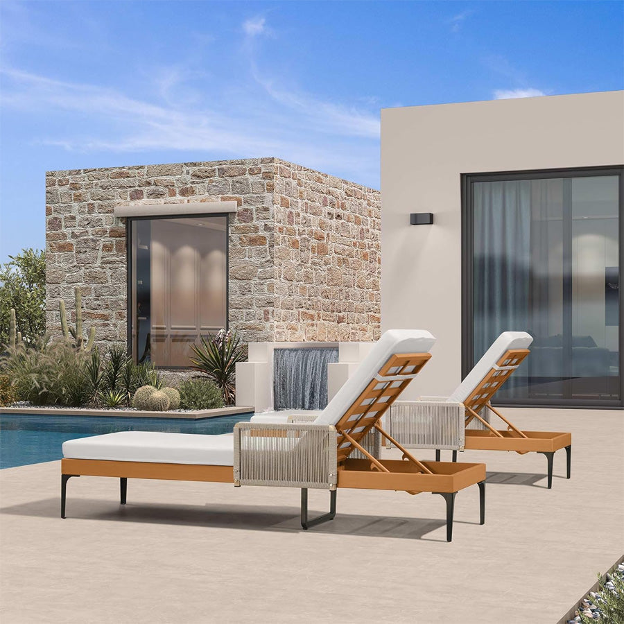 PURPLE LEAF Outdoor Chaise Lounge Sunbrella Patio Lounge Chair Recliner and Cushion for Poolside Balcony Backyard