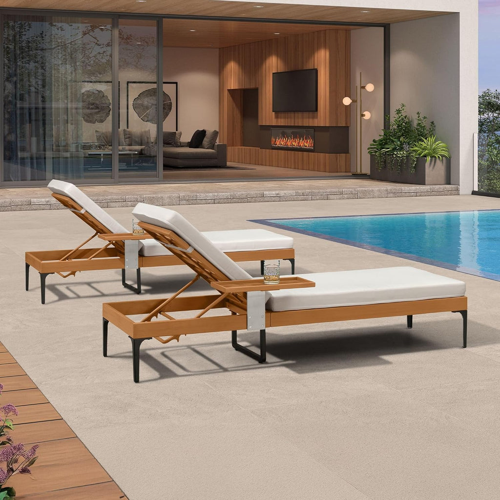 PURPLE LEAF Outdoor Chaise Lounge Sunbrella Patio Lounge Chair Recliner and Cushion for Poolside Balcony Backyard