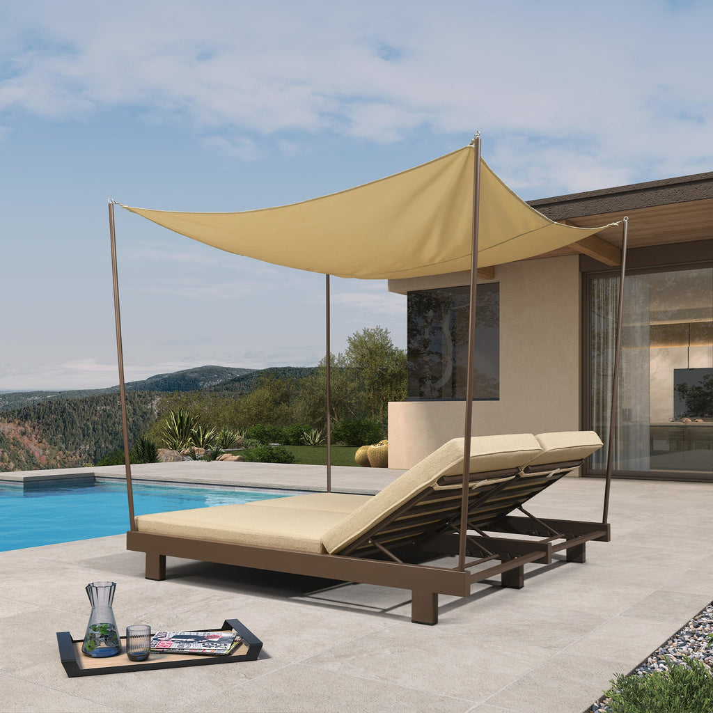 PURPLE LEAF Outdoor Luxury Daybed for Patio,  Poolside Chaise Lounge Bed with Cushion, Olefin Blend Fabric, Aluminum Frame Sunbed for Deck and Backyard