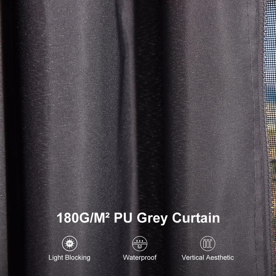 PURPLE LEAF Modern Gazebo Grey Hardtop Galvanized Steel Double Roof White Aluminum Poles with Curtains and Netting with Lights-milky