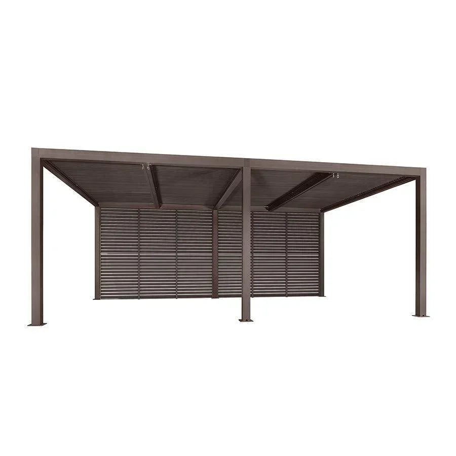 PURPLE LEAF Athena Louvered Pergola Bronze Outdoor Aluminum Pergola with Shutter Wall Adjustable Gazebo Rainproof for Patio Deck Garden