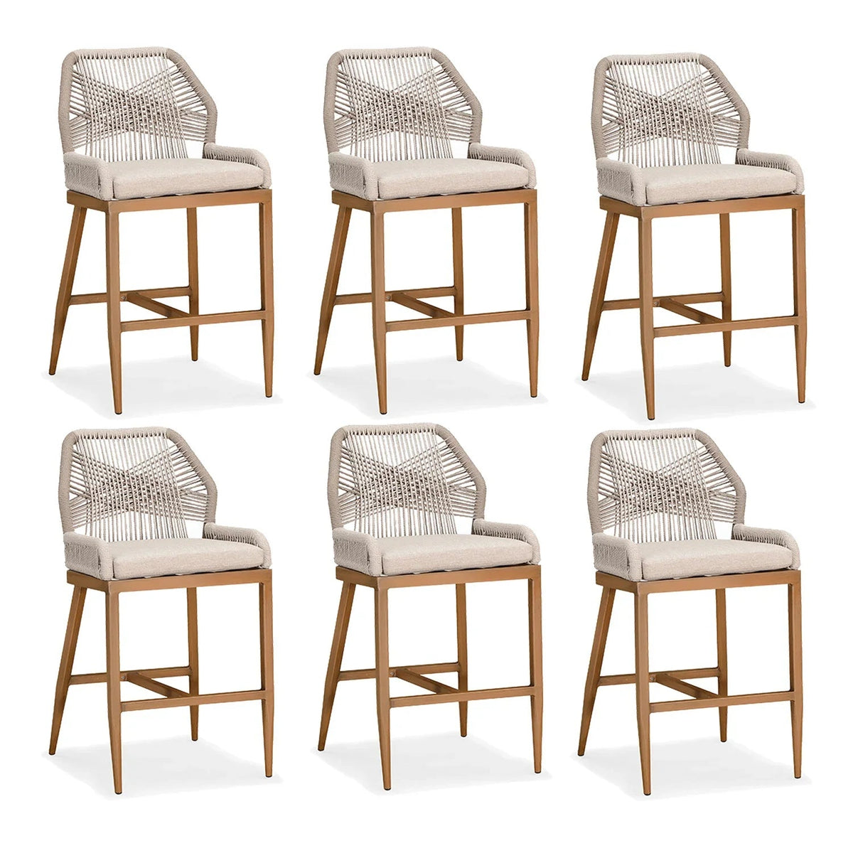 PURPLE LEAF Outdoor Bar Stool Set of 6, Wicker Chairs Bar Chairs with Cushion, All-Weather Patio Furniture kitchen stools