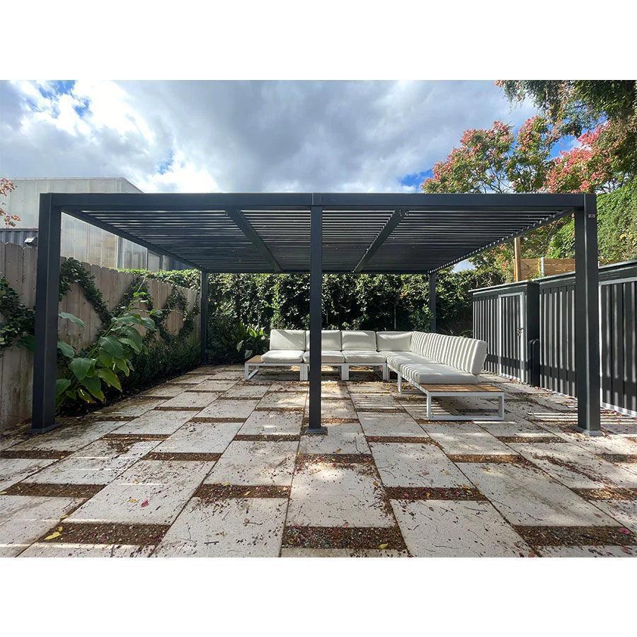 PURPLE LEAF Caesar Outdoor Louvered Pergola Patio Sun Shade Shelter with Adjustable Hardtop Patio Pergola Grey