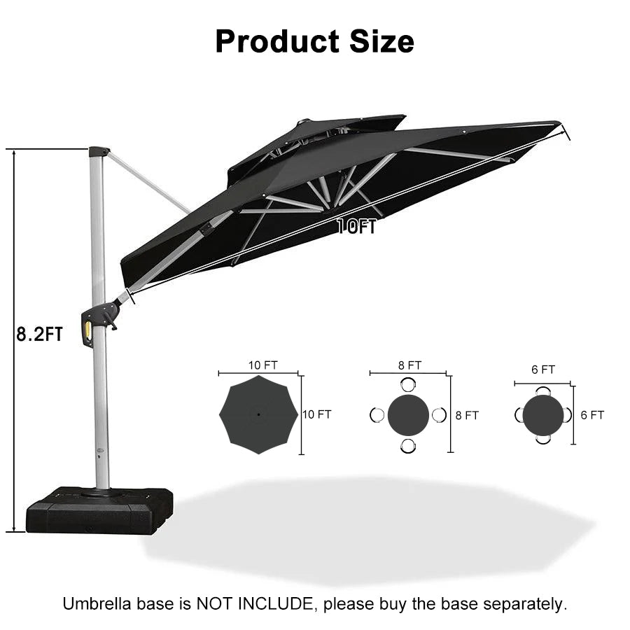 PURPLE LEAF Round Cantilever Patio Umbrella Heavy Duty Umbrella for Porch Garden Pool