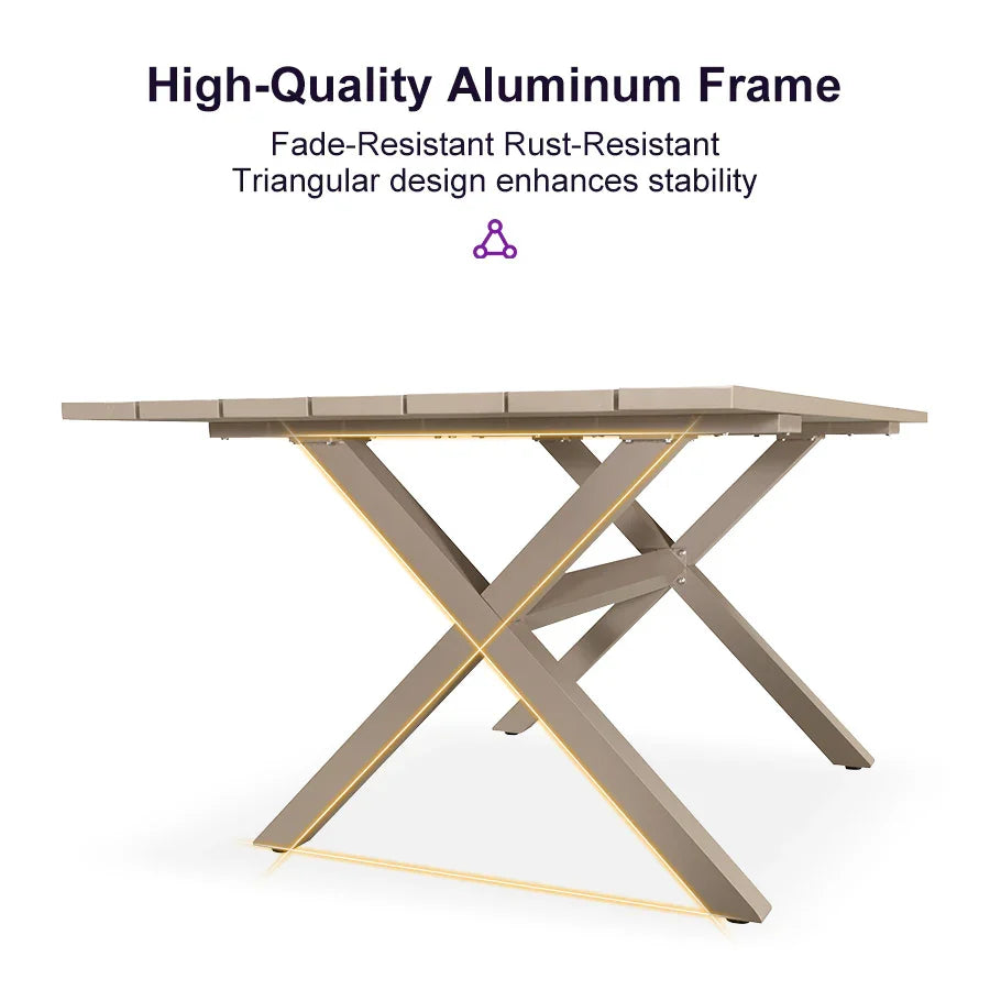 PURPLE LEAF 7/9/11 Pieces Outdoor Dining Set Aluminium Dining Table and Woven Rattan Chairs Dining Furniture Set with Cushions for Deck Patio Champagne
