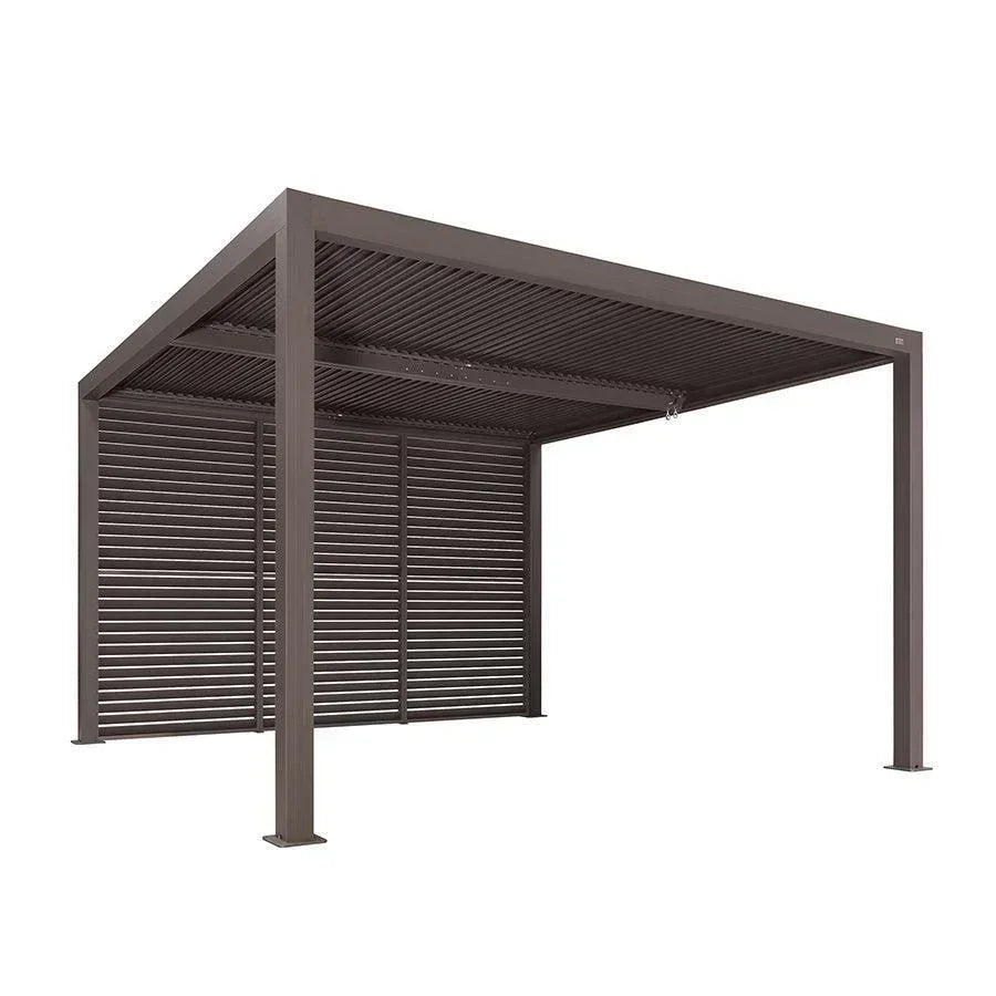PURPLE LEAF Athena Louvered Pergola Bronze Outdoor Aluminum Pergola with Shutter Wall Adjustable Gazebo Rainproof for Patio Deck Garden