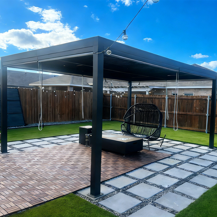 PURPLE LEAF Caesar Outdoor Louvered Pergola Patio Sun Shade Shelter with Adjustable Hardtop Patio Pergola Grey