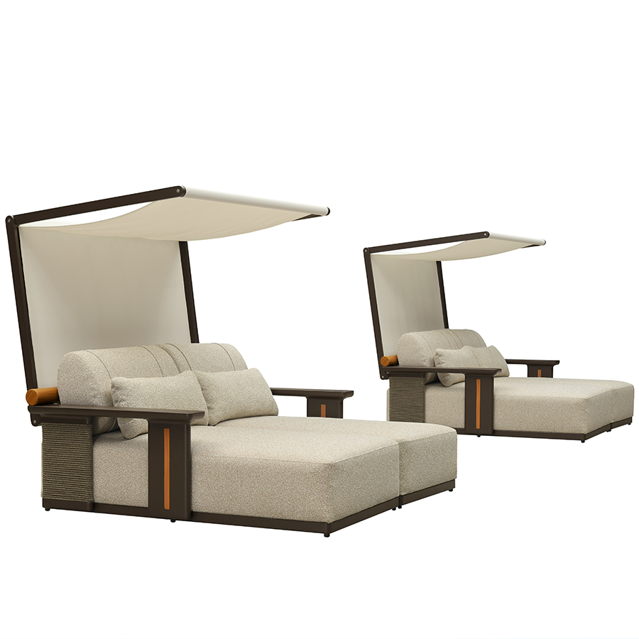 PURPLE LEAF Outdoor Chaise Lounge Modern Aluminum Teak Finish Lounge Chair with Thick Cushion and 2 Pillows Elegant Style Lounger for Residential Commercial Patio Pool and Villa