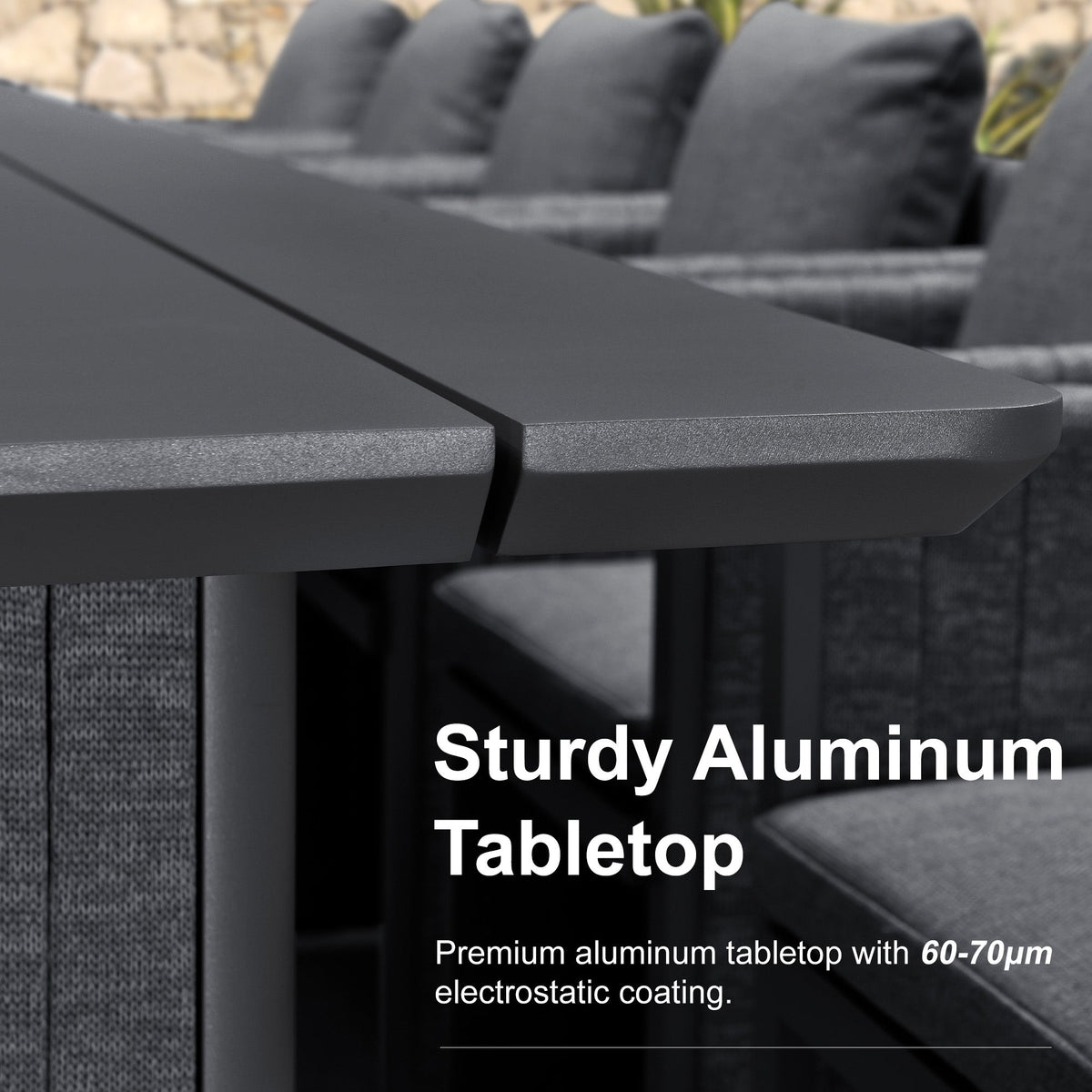 PURPLE LEAF Sanori Outdoor Dining Set Weather-Resistant Aluminum Table and Chairs Set with Backrest Pillow and Olefin Cushions for Deck