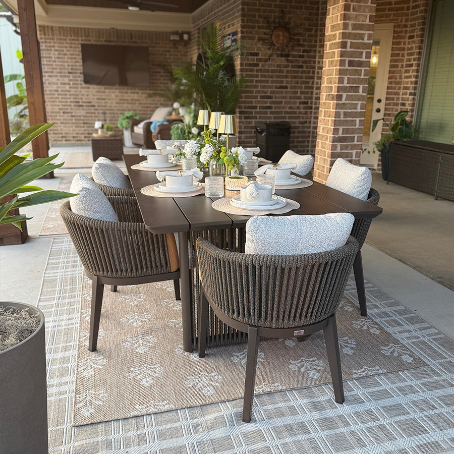 PURPLE LEAF Hailar Outdoor Dining Set for Family, Aluminum Outdoor Patio Table and Chairs Set with Olefin Cushions, Patio Furniture Set for Garden or Deck