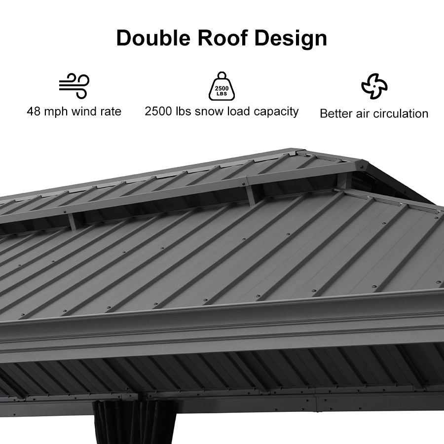 PURPLE LEAF Light Grey Metal Carport with Galvanized Steel Roof Heavy Duty Permanent Outdoor Car Shelter