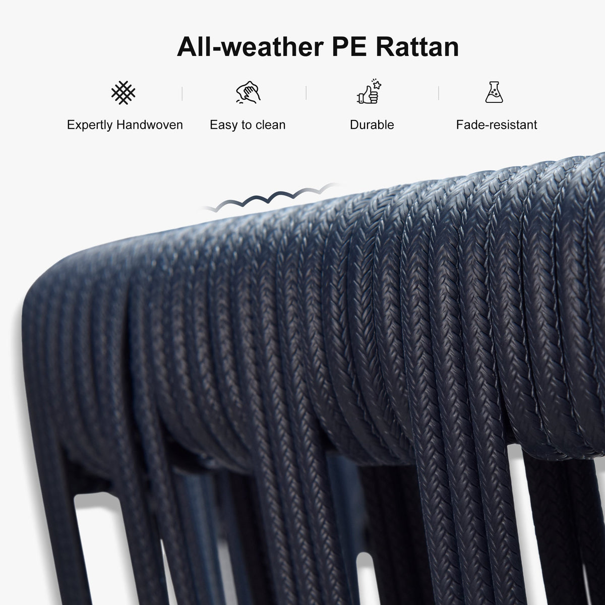 PURPLE LEAF Outdoor Bar Stools Set of 2 for Overweight Wicker Rattan Patio Barstools Woven Modern Bar Chairs with Backrest and Cushions for Garden Outside