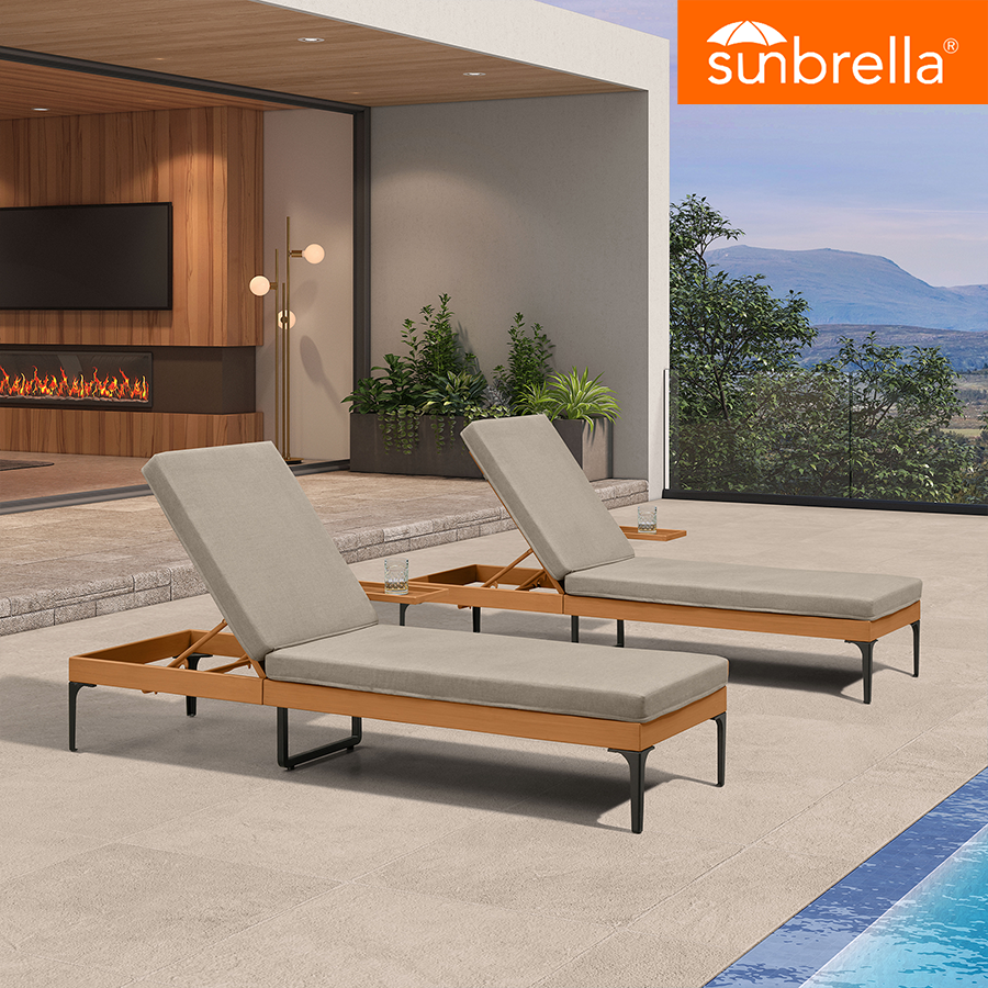 PURPLE LEAF Outdoor Chaise Lounge Sunbrella Patio Lounge Chair Recliner and Cushion for Poolside Balcony Backyard