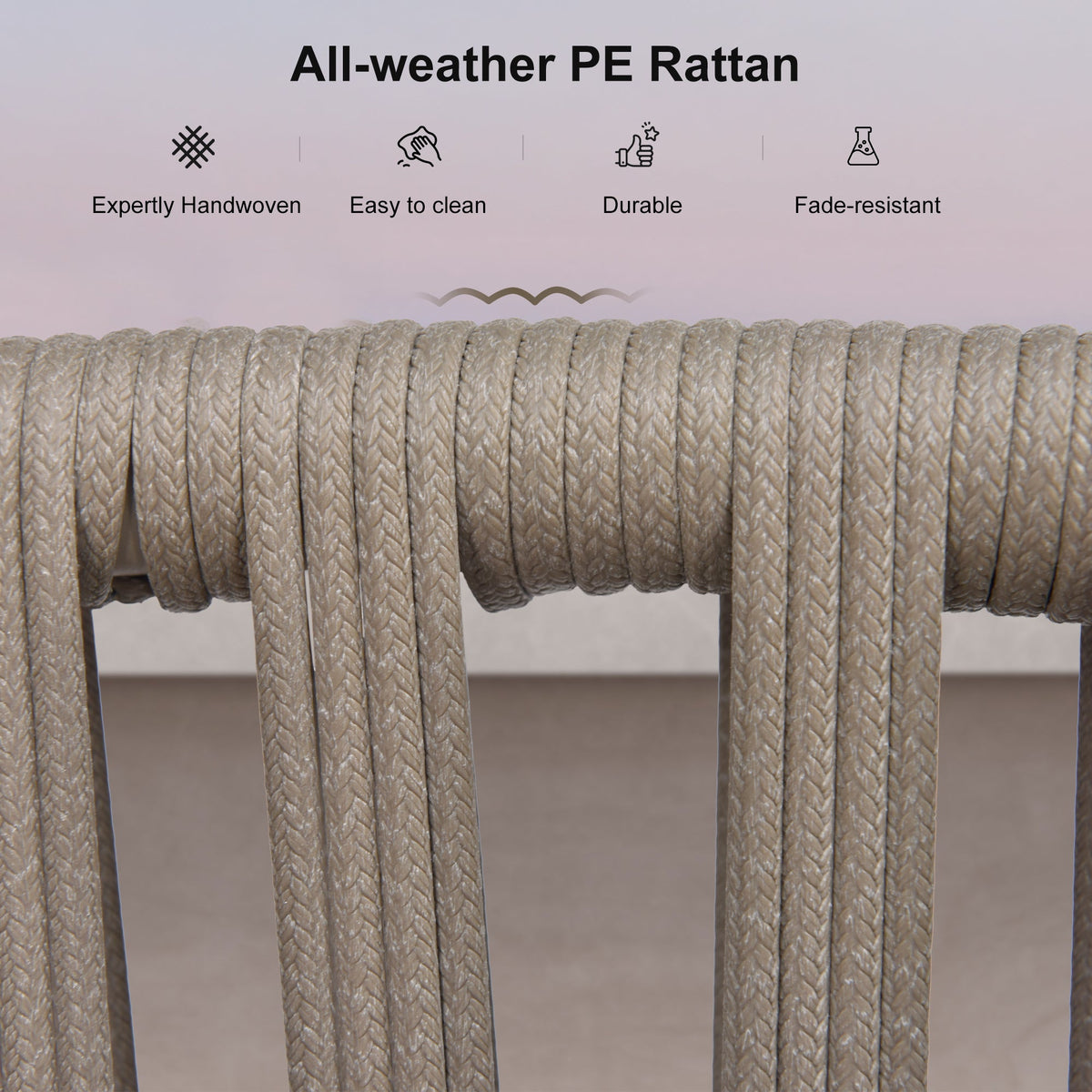PURPLE LEAF Outdoor Bar Stools Set of 2 for Overweight Wicker Rattan Patio Barstools Woven Modern Bar Chairs with Backrest and Cushions for Garden Outside