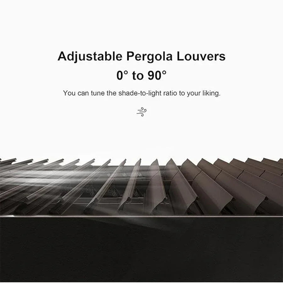 PURPLE LEAF Athena Louvered Pergola Bronze Outdoor Aluminum Pergola with Roller Blind Adjustable Gazebo for Patio Deck Garden
