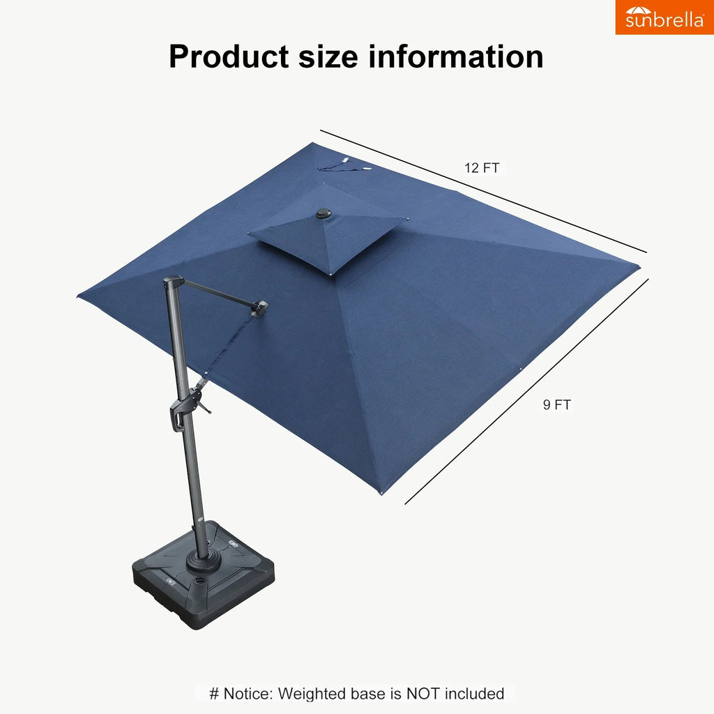 PURPLE LEAF SUNBRELLA Cantilever Umbrella Grey Aluminum Patio Umbrella