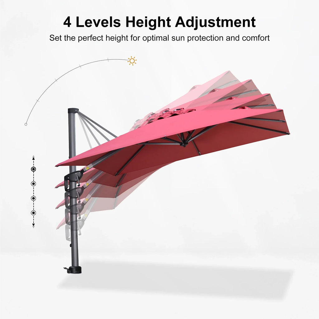 PURPLE LEAF Pool Umbrella Outdoor Cantilever Umbrella with In-ground Base