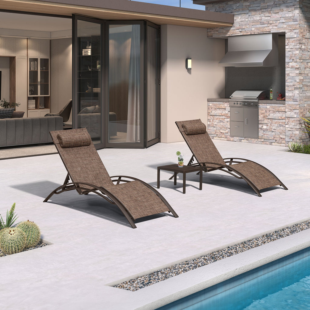 PURPLE LEAF Outdoor Chaise Lounge Chair  Patio Pool Lounger Bronze Aluminum Chairs with Side Table Adjustable Tanning Recliner for Outside Backyard Yard Deck Balcony Beach