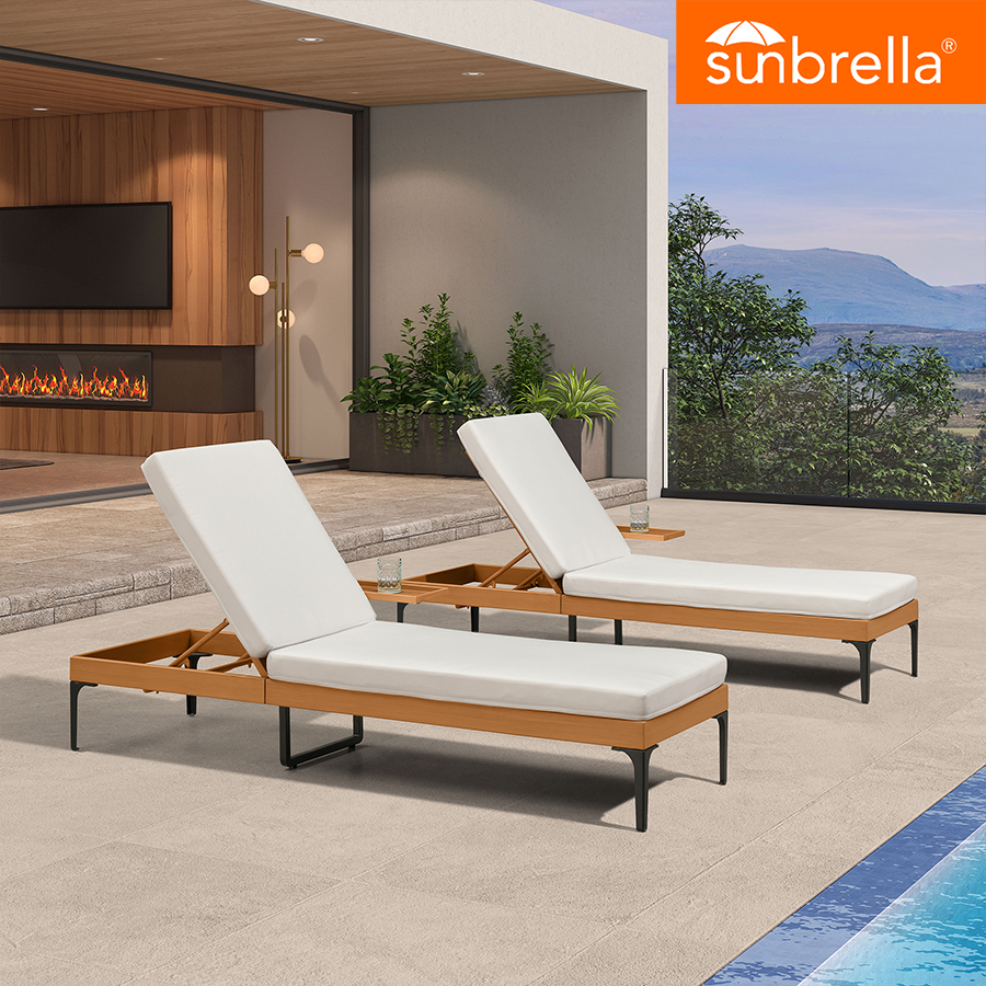 PURPLE LEAF Outdoor Chaise Lounge Sunbrella Patio Lounge Chair Recliner and Cushion for Poolside Balcony Backyard