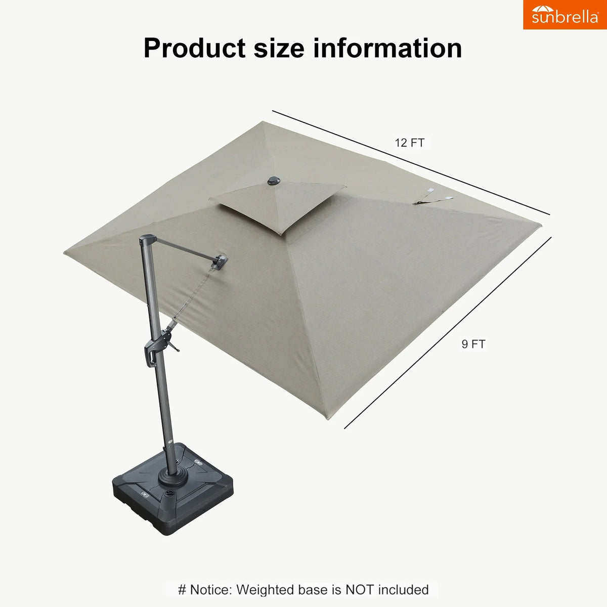 PURPLE LEAF SUNBRELLA Cantilever Umbrella Grey Aluminum Patio Umbrella