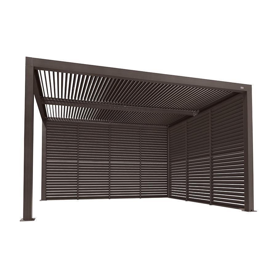 PURPLE LEAF Athena Louvered Pergola Bronze Outdoor Aluminum Pergola with Shutter Wall Adjustable Gazebo Rainproof for Patio Deck Garden
