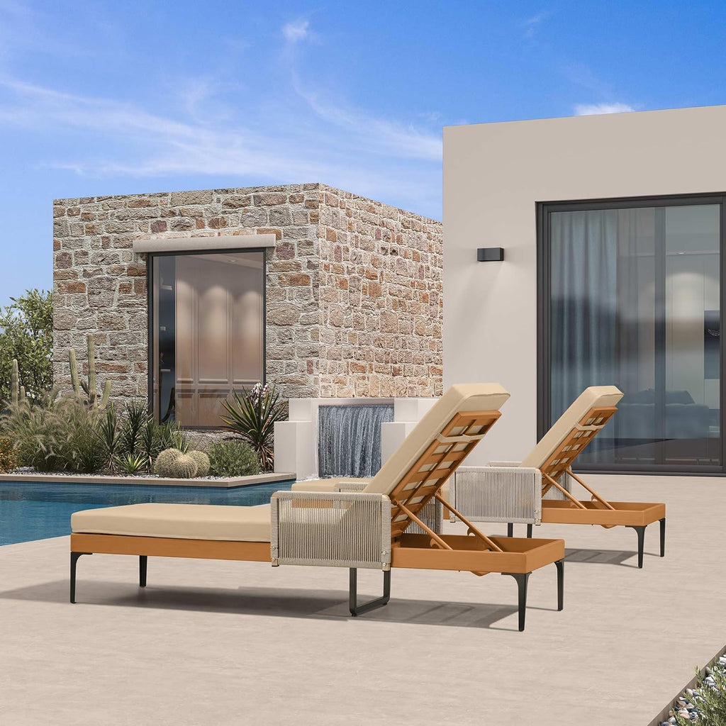 PURPLE LEAF Outdoor Chaise Lounge Sunbrella Patio Lounge Chair Recliner and Cushion for Poolside Balcony Backyard