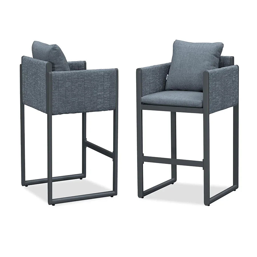 PURPLE LEAF Sanori Outdoor Bar Stools Set of 2 Modern Olefin Weaving Bar Chairs with Backrest Pillow for Patio, Poolside or Indoor