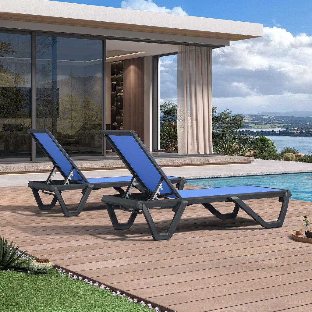 PURPLE LEAF Outdoor Chaise Lounge Patio Chair 5 Positions Adjustable Aluminum Frame with Textilene Seat Lightweight and Durable Pool Chaise Lounge for Patio Poolside Beach Yard
