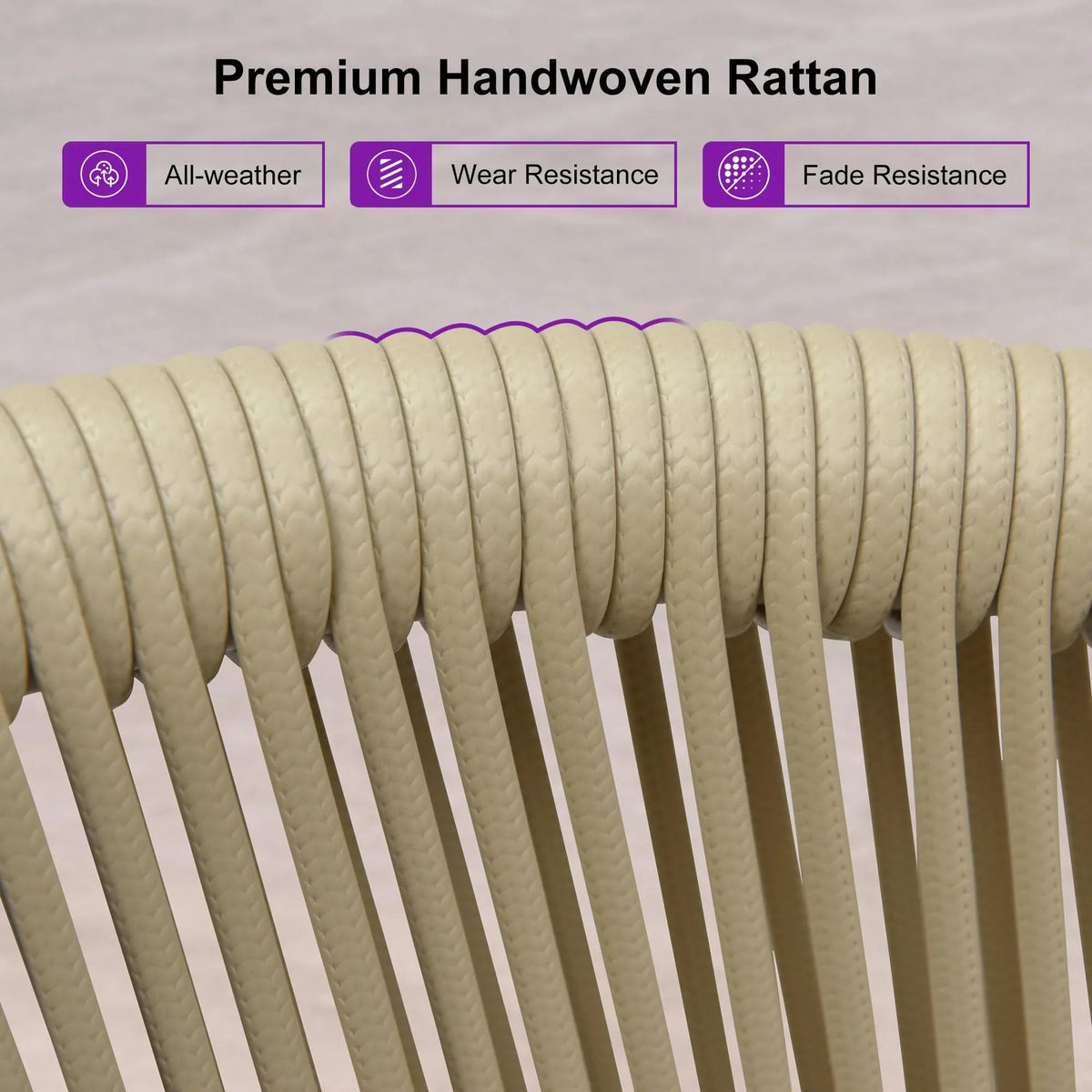 PURPLE LEAF Patio Bar Stools Set of 2 Outdoor Wicker Modern High Bar Chairs Metal Cushioned Barstools with Backs and Ergonomic Armrest