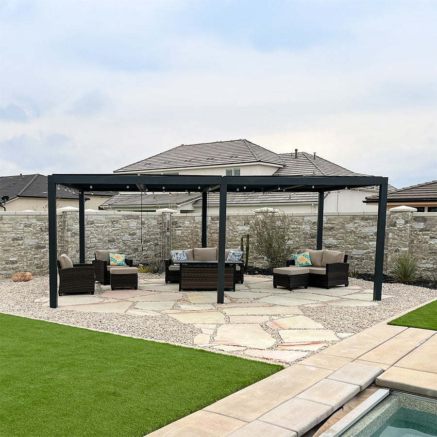 PURPLE LEAF Athena Louvered Pergola Outdoor Aluminum Pergola with Adjustable Roof for Deck Backyard Garden Hardtop Gazebo