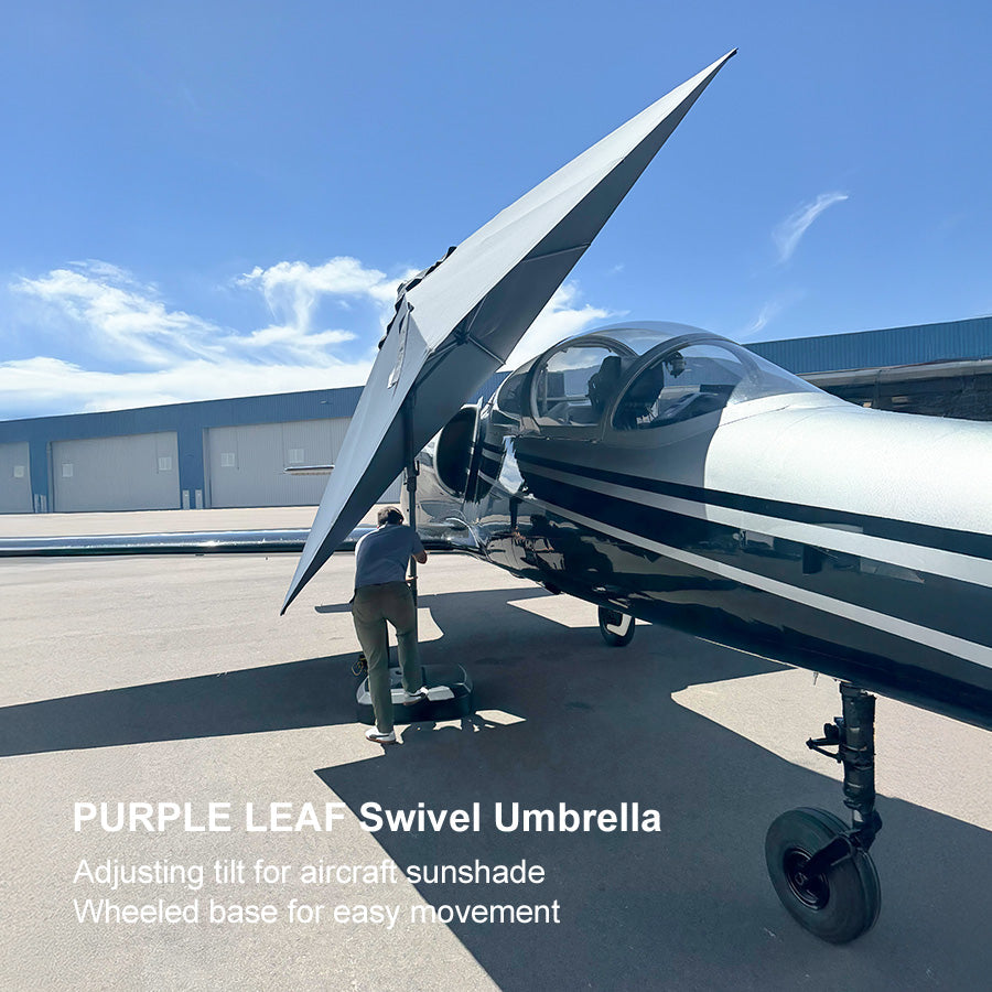 PURPLE LEAF Lateral Tilt Patio Umbrella with Base, 360° Swivel Cantilever Umbrella with Stand