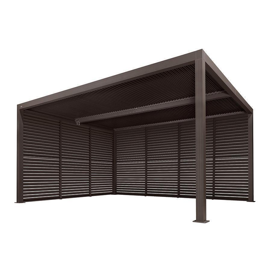 PURPLE LEAF Athena Louvered Pergola Bronze Outdoor Aluminum Pergola with Shutter Wall Adjustable Gazebo Rainproof for Patio Deck Garden