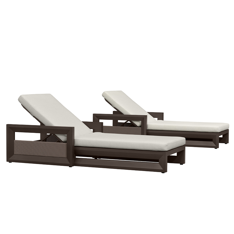 PURPLE LEAF Caesar Outdoor Chaise Lounge 2 in 1 Design Reclining Lounger Chair with Cushion Deluxe Aluminum Oversize Pool Lounge Chairs with Armrests & Backrest for Patio Poolside Backyard