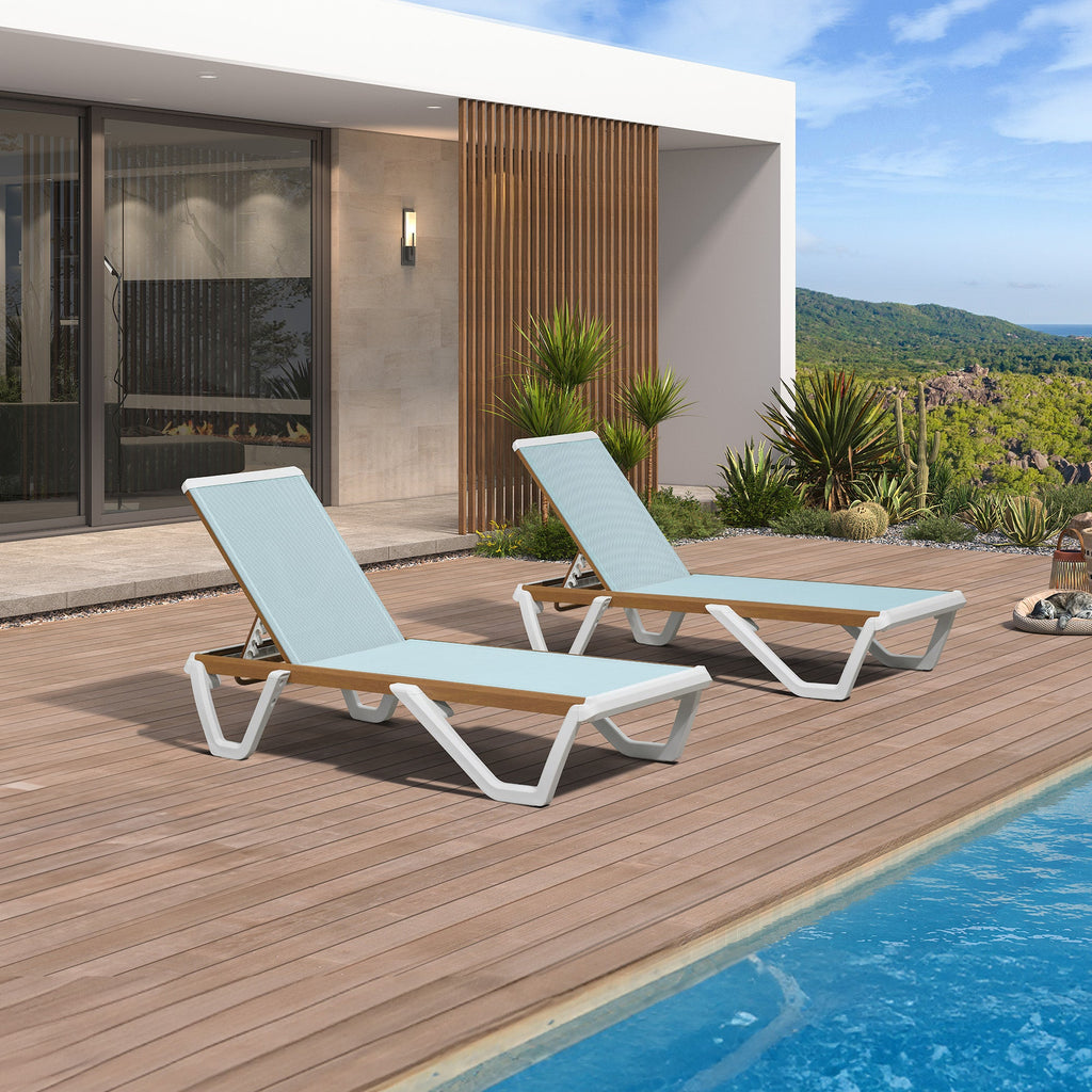 PURPLE LEAF Patio Lounge Chair Set White Chaise Lounge Chairs Five-Position Adjustable Plastic Stackable Chaise for Pool Sunbathing Beach Deck Outdoor
