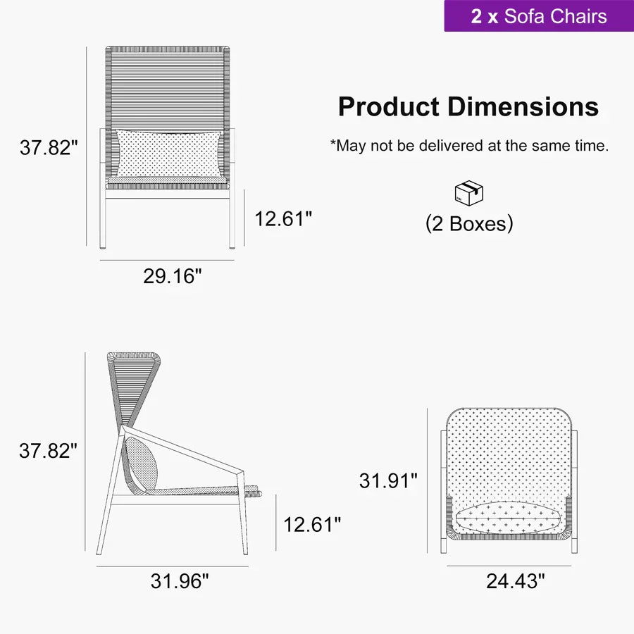 PURPLE LEAF Sicilia L-Shaped Modular Outdoor Sectional with Oatmeal Greige Cushions Flexible Layout for Garden Poolside
