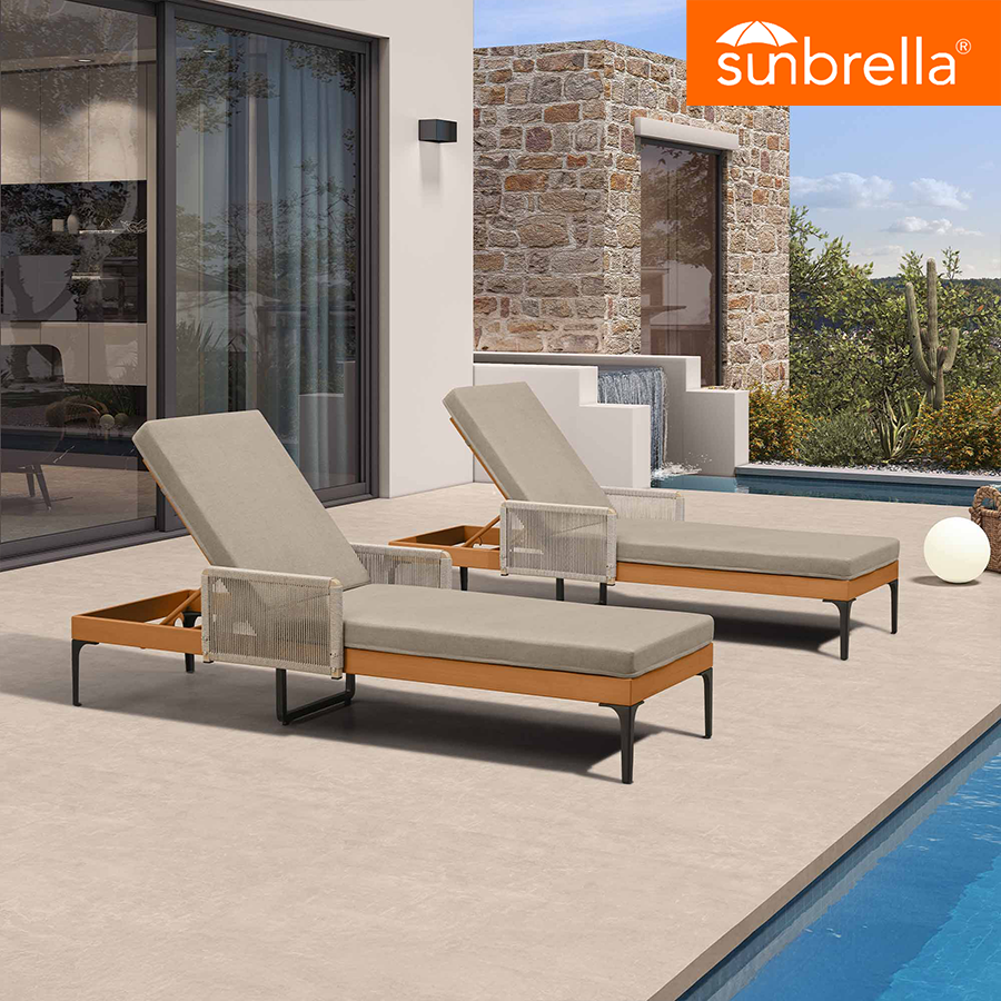 PURPLE LEAF Outdoor Chaise Lounge Sunbrella Patio Lounge Chair Recliner and Cushion for Poolside Balcony Backyard